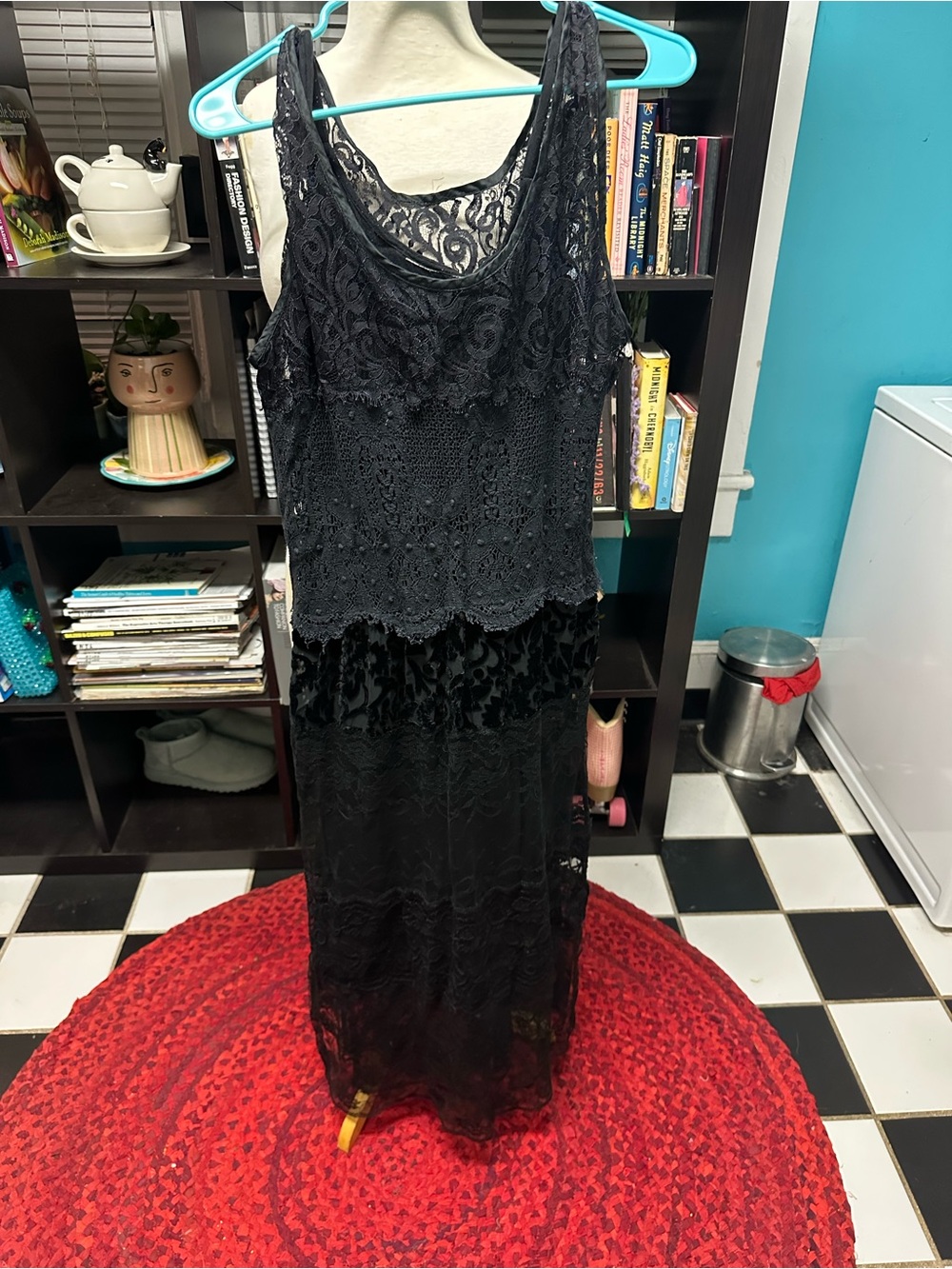 Vintage Black Lace Maxi Dress